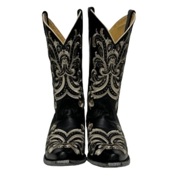 SHYANNE Women's Black Sloan Western Boots - Square Toe Size 8 - Picture 2 of 16